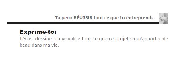 Intérieur de Mon planificateur de projet. - Agenda Perpétuel - Accroche toi à ton rêve - De Danie Hébert - Version Jeunes adultes