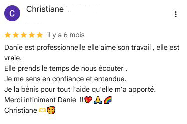 Témoignage de Christiane provenant de Google Entreprise